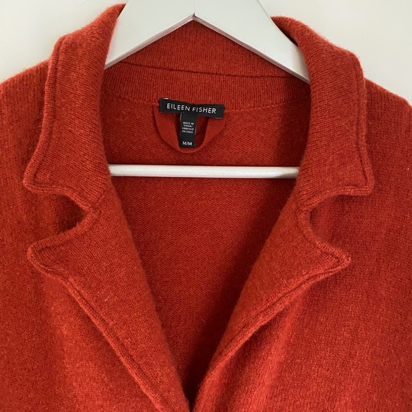 Eileen Fisher Button Front Cardigan Sweater Jacket Burnt Orange Wool Medium - Picture 2 of 8